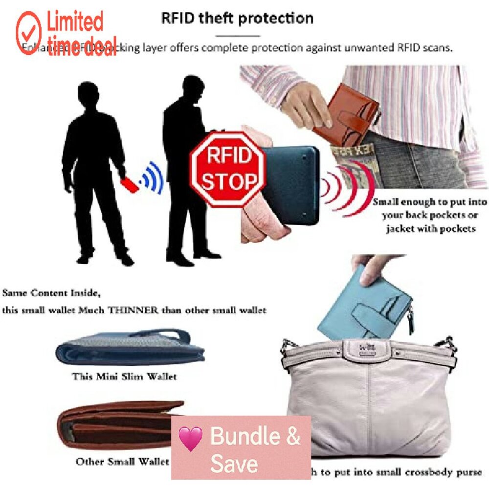 Genuine Leather Rfid Blocking Compact Wallet With… - image 6